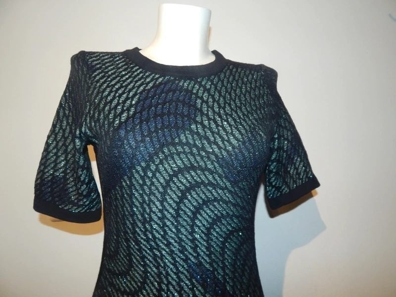 Missoni beeldschone jurk apart motief glinster stof IT 42, Zo goed als nieuw, Knielengte, Missoni, Maat 36 (S)