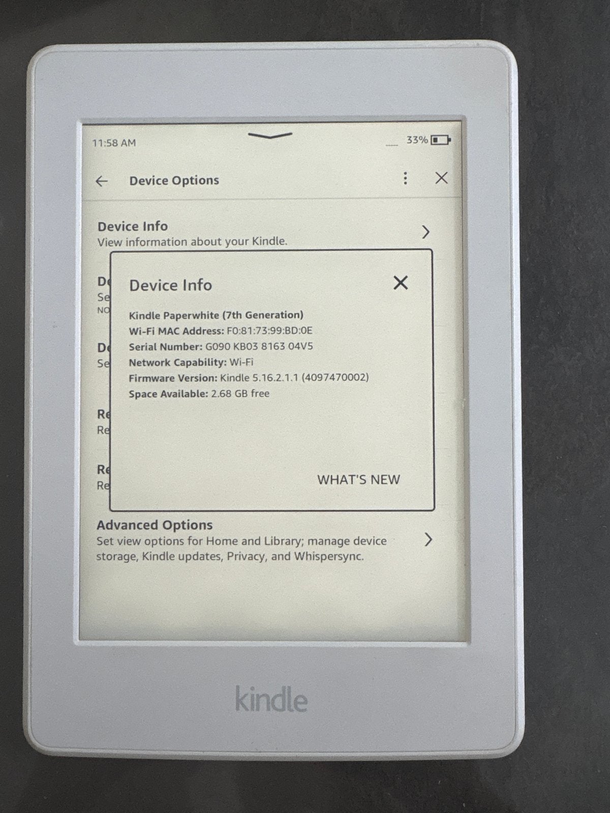 Kindle Paperwhite 7e generatie - E-reader met Wi-Fi, Gebruikt, Ophalen of Verzenden, 4 GB of minder, Touchscreen