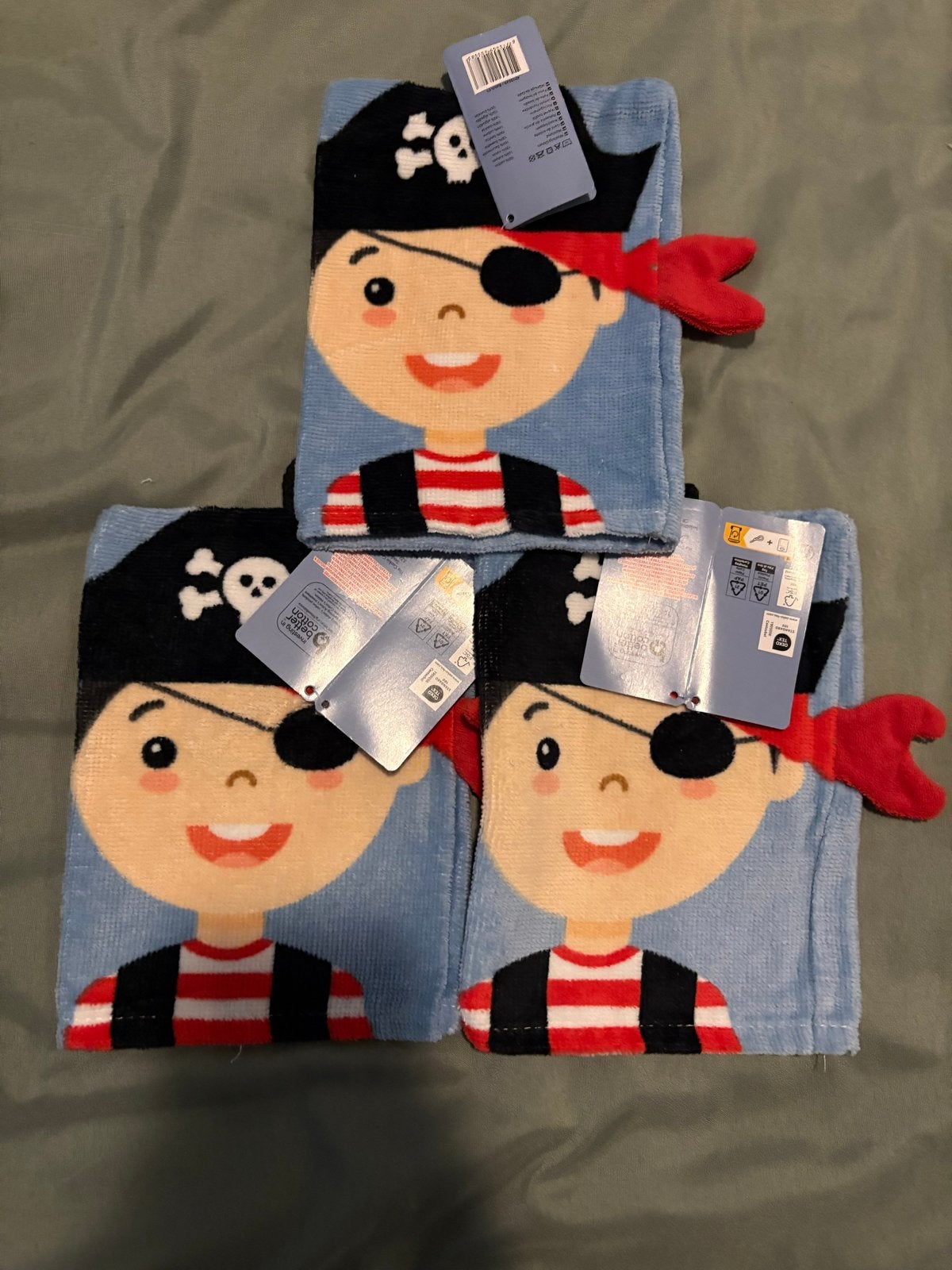 Nieuwe piraten washandjes - set van 3, Ophalen of Verzenden, Nieuw