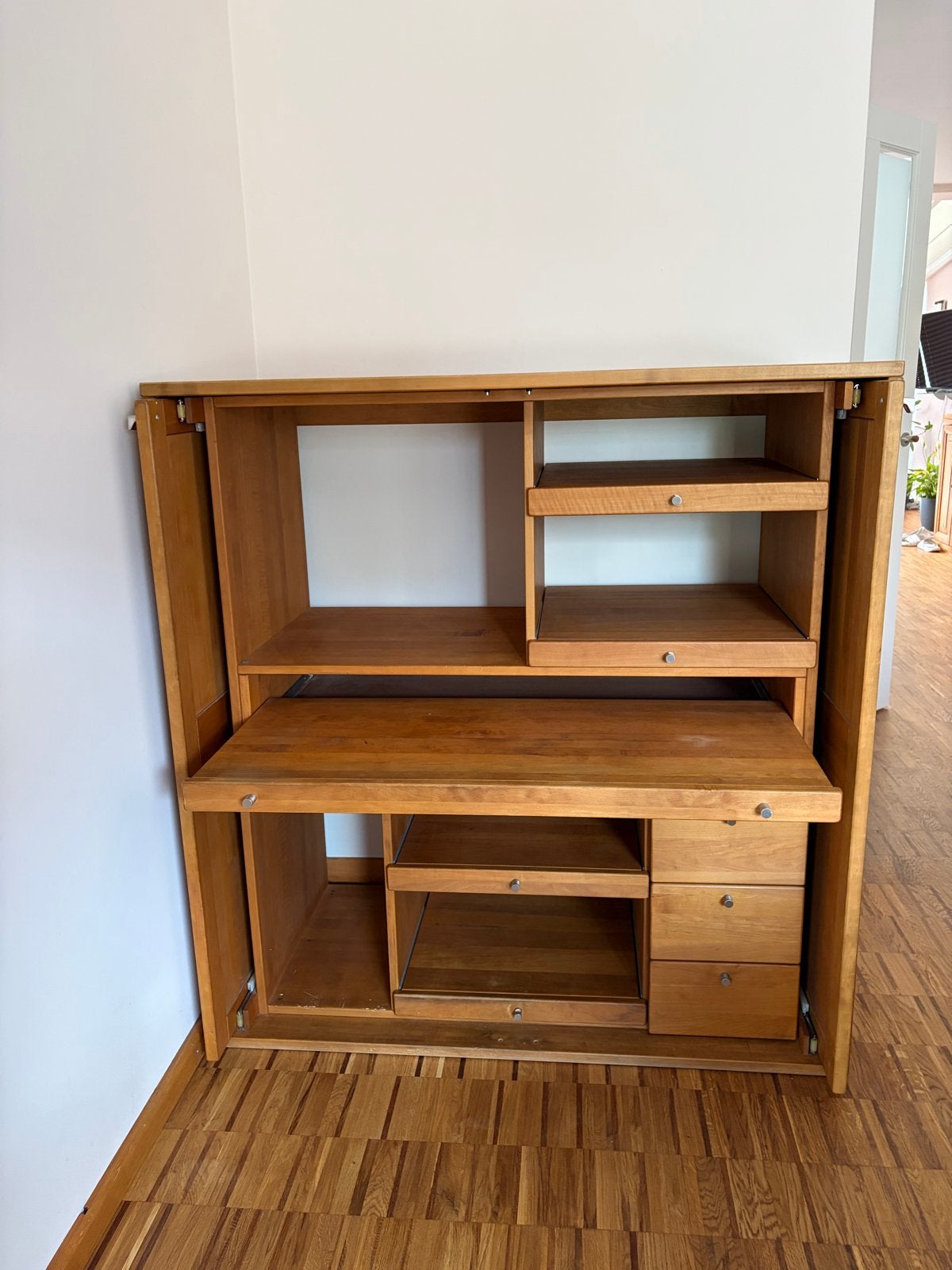 Massief kersenhouten kast/bureau - Compact en Functioneel, Huis en Inrichting, Kasten | Overige, Ophalen, Gebruikt