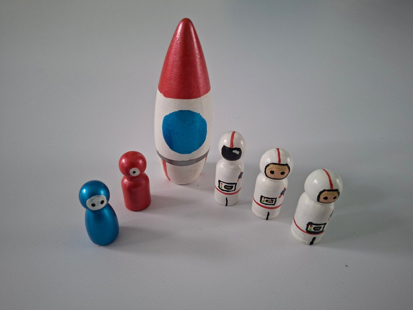 Handbeschilderde Houten Pegdolls - Ruimtevaart Thema, Ophalen of Verzenden, Nieuw, Overige typen