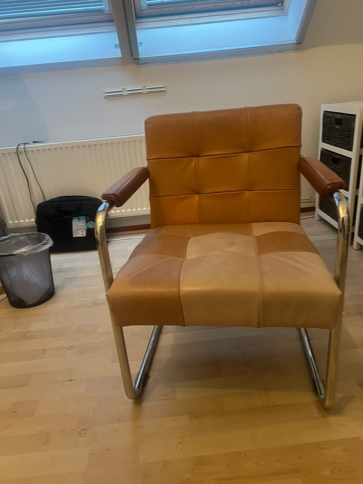 Fauteuil cognac kleur, Ophalen, Gebruikt, Eenpersoons, 75 tot 100 cm