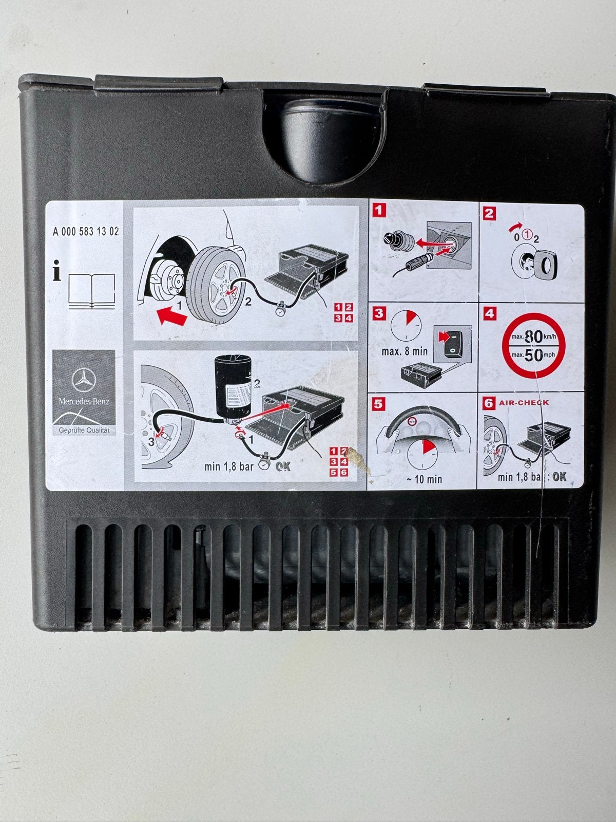 Mercedes-Benz Tirefit bandenreparatieset met compressor, Auto diversen, Auto-accessoires, Ophalen of Verzenden, Zo goed als nieuw