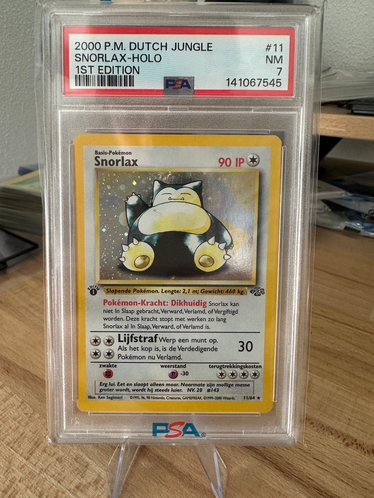 Snorlax holo 1st edition PSA 7 - Jungle dutch 1999, Ophalen of Verzenden, Zo goed als nieuw