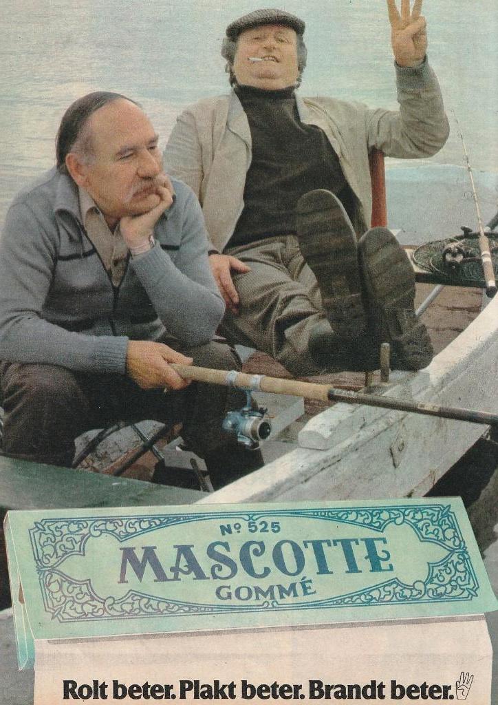 Retro reclame 1979 Mascotte vloeipapier man op bootje, Verzamelen, Verzenden, Overige typen