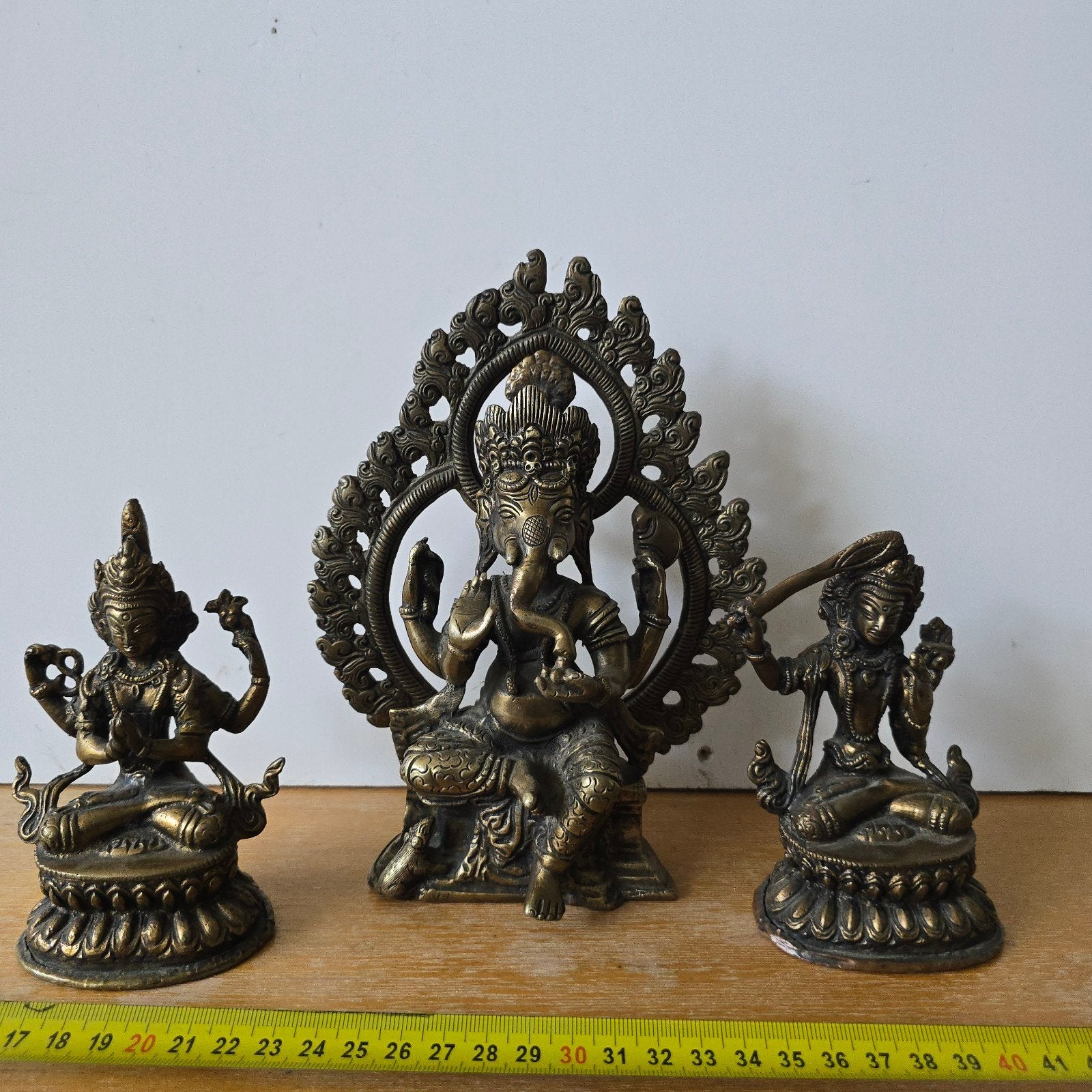 Ganesha 2 godinnen, bronzen beelden, Hindoeisme Hindoestaans, Ophalen of Verzenden