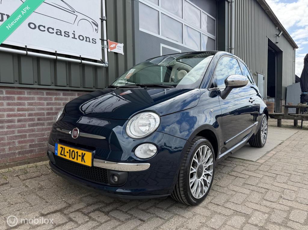 Fiat 500 1.2 Lounge Cabrio|Airco|Bleu&me|Leder|PDC|APK nieuw, Gebruikt, 4 cilinders, Leder, Bedrijf