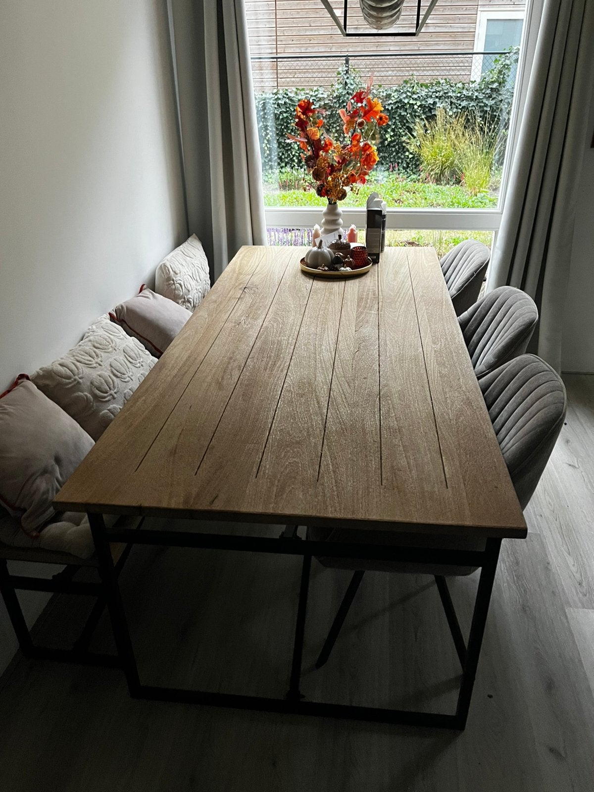 Eettafel met bankje, Ophalen, Zo goed als nieuw, Rechthoekig, 50 tot 100 cm