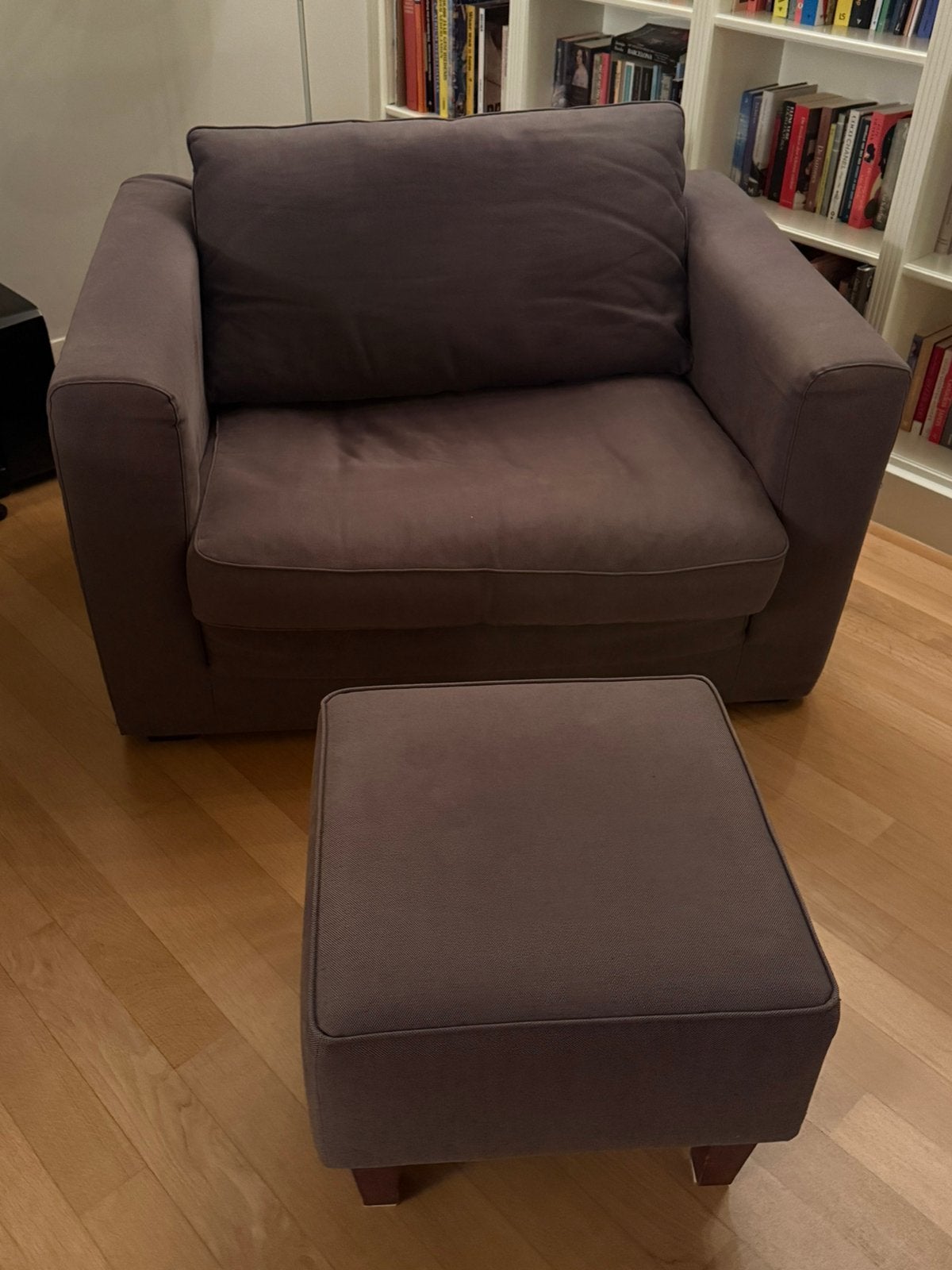 Loveseat Linteloo donkergrijs met poef, Ophalen, Gebruikt, Stof, Tweepersoons