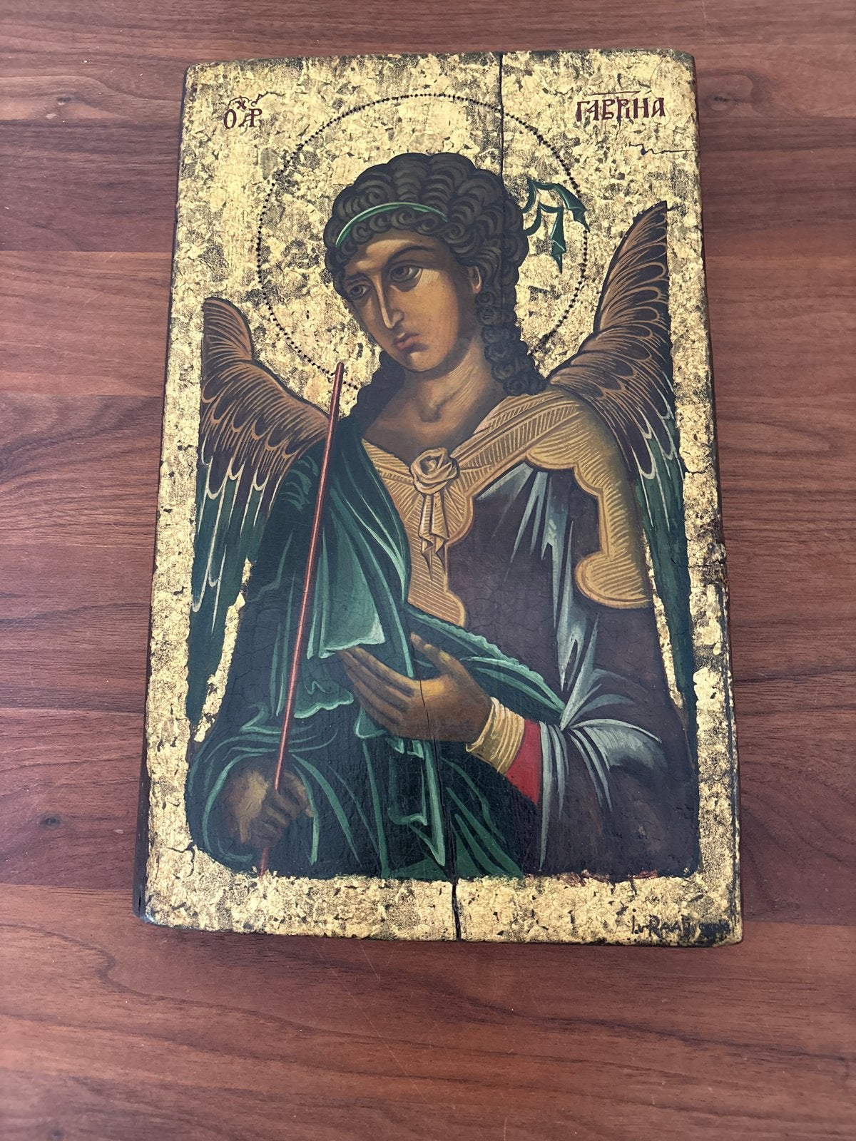 Antieke Russisch-Orthodoxe Icoon: Aartsengel Gabriël, Antiek en Kunst, Antiek | Religie, Ophalen of Verzenden