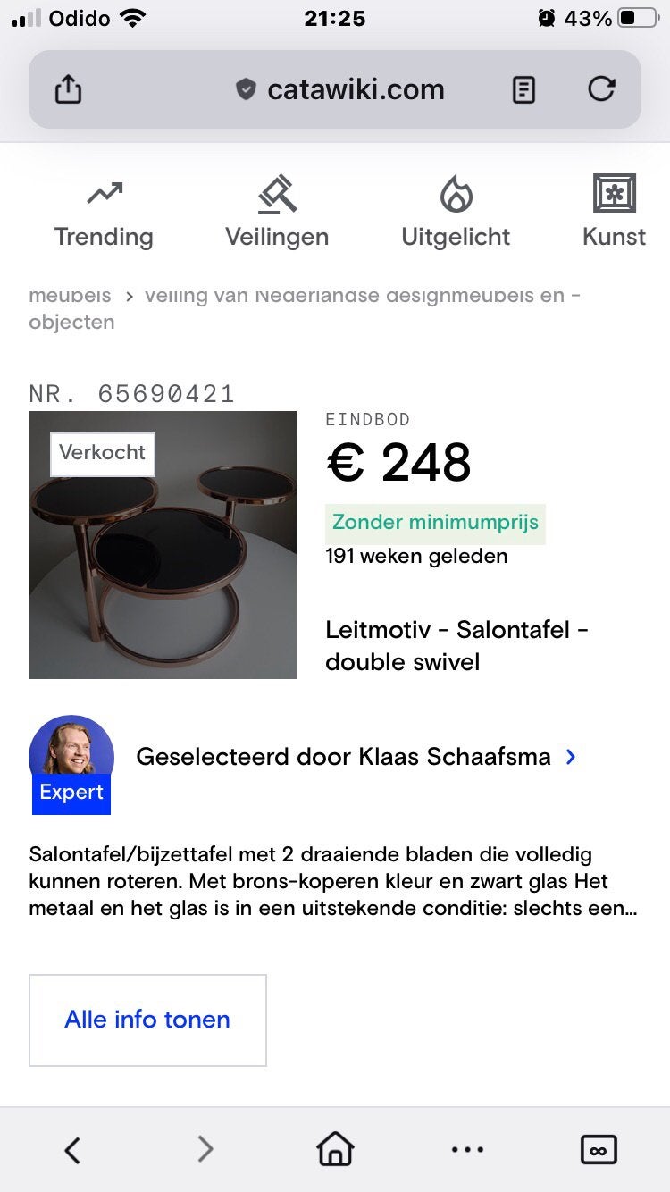 Foto 11 van Vintage Swivel tafel MILO BAUGHMAN style, Leitmotiv