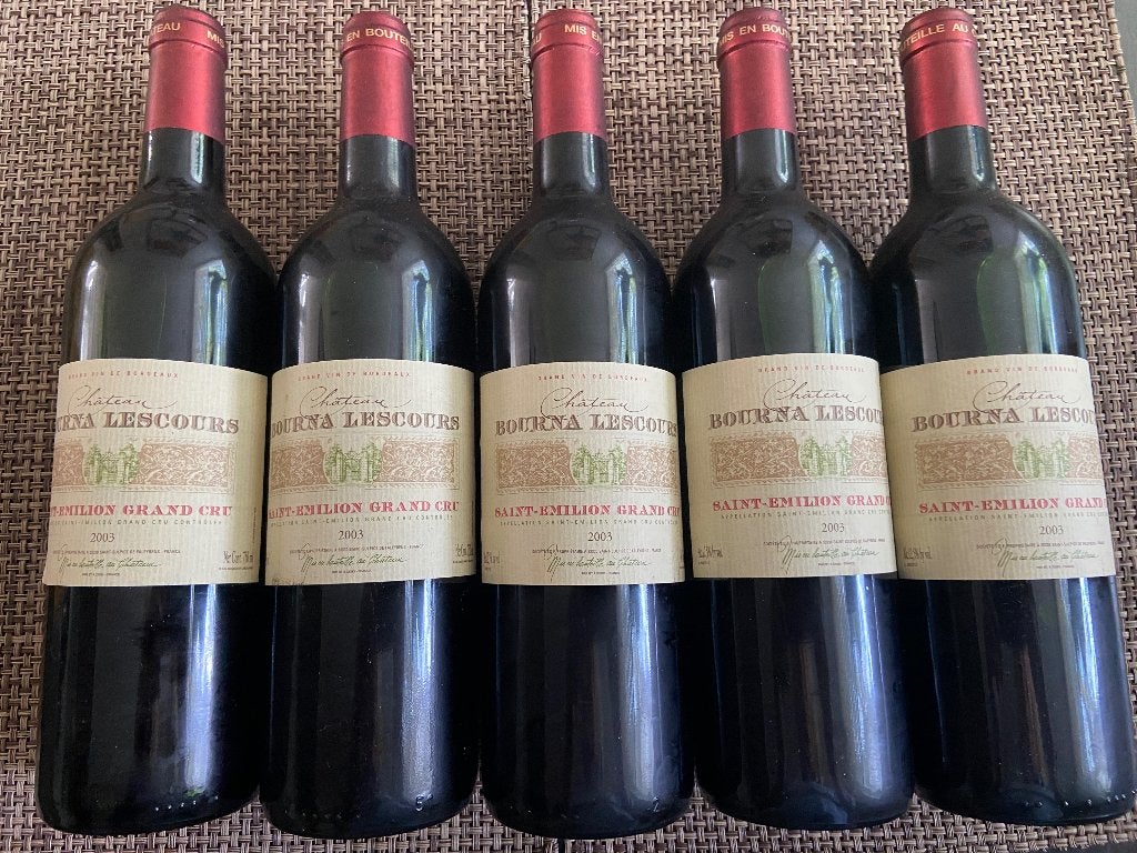 Chateau Bourna Lescour Bordeaux Saint-Emilion Gran Cru 2003, Frankrijk, Ophalen of Verzenden, Zo goed als nieuw, Rode wijn