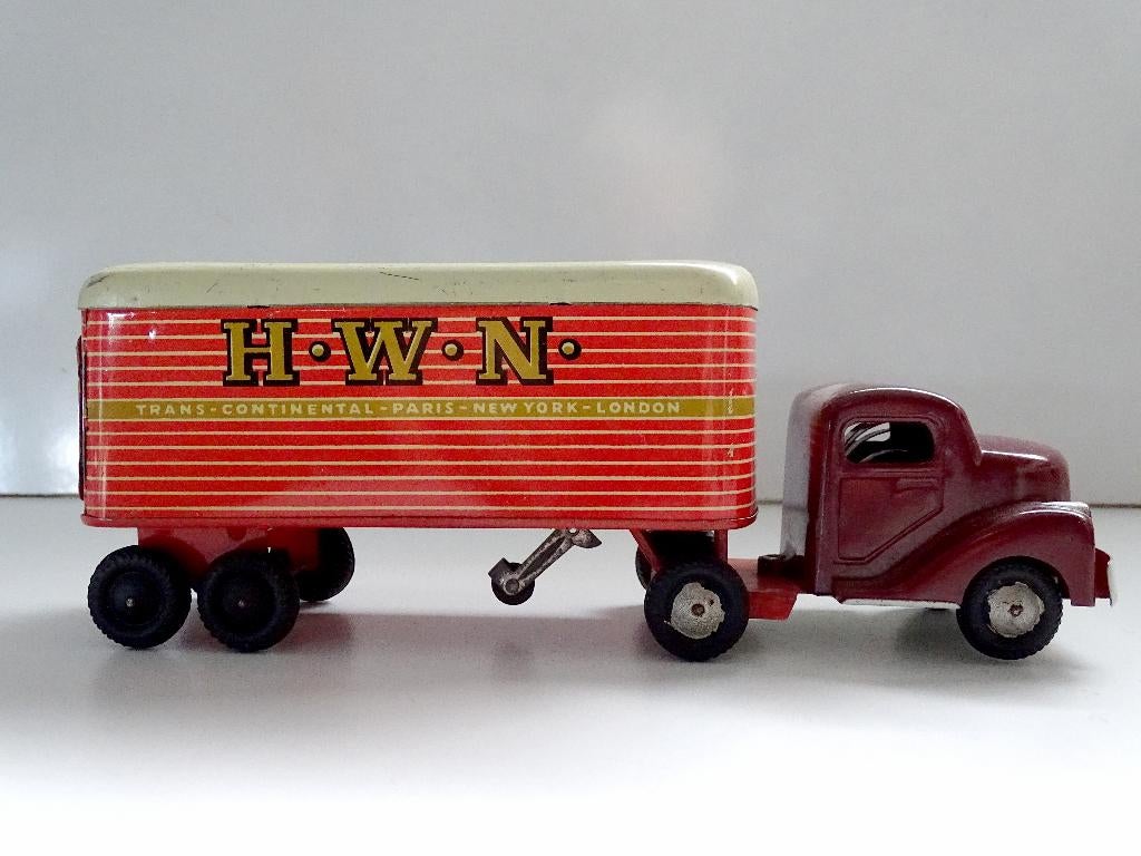 Jaren '50 HWN Bakelieten truck met Transport oplegger, Antiek en Kunst, Antiek | Speelgoed, Verzenden