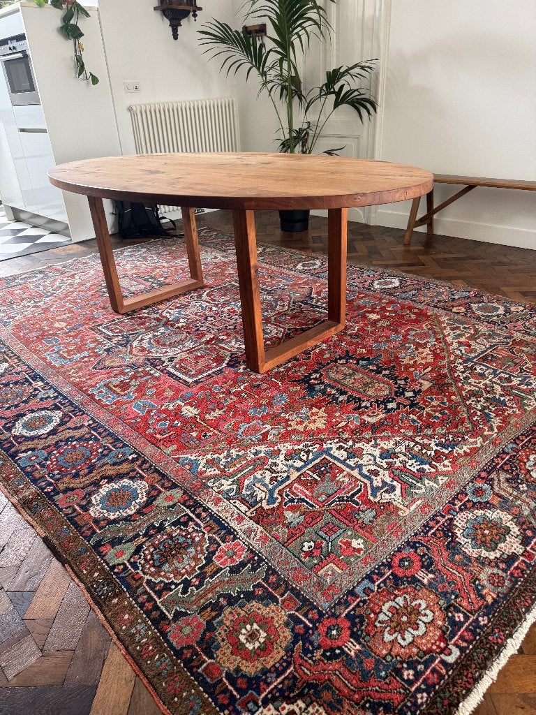 Ovale tafel, noten hout, Huis en Inrichting, Tafels | Eettafels, Ophalen, Overige materialen, 100 tot 150 cm, 200 cm of meer