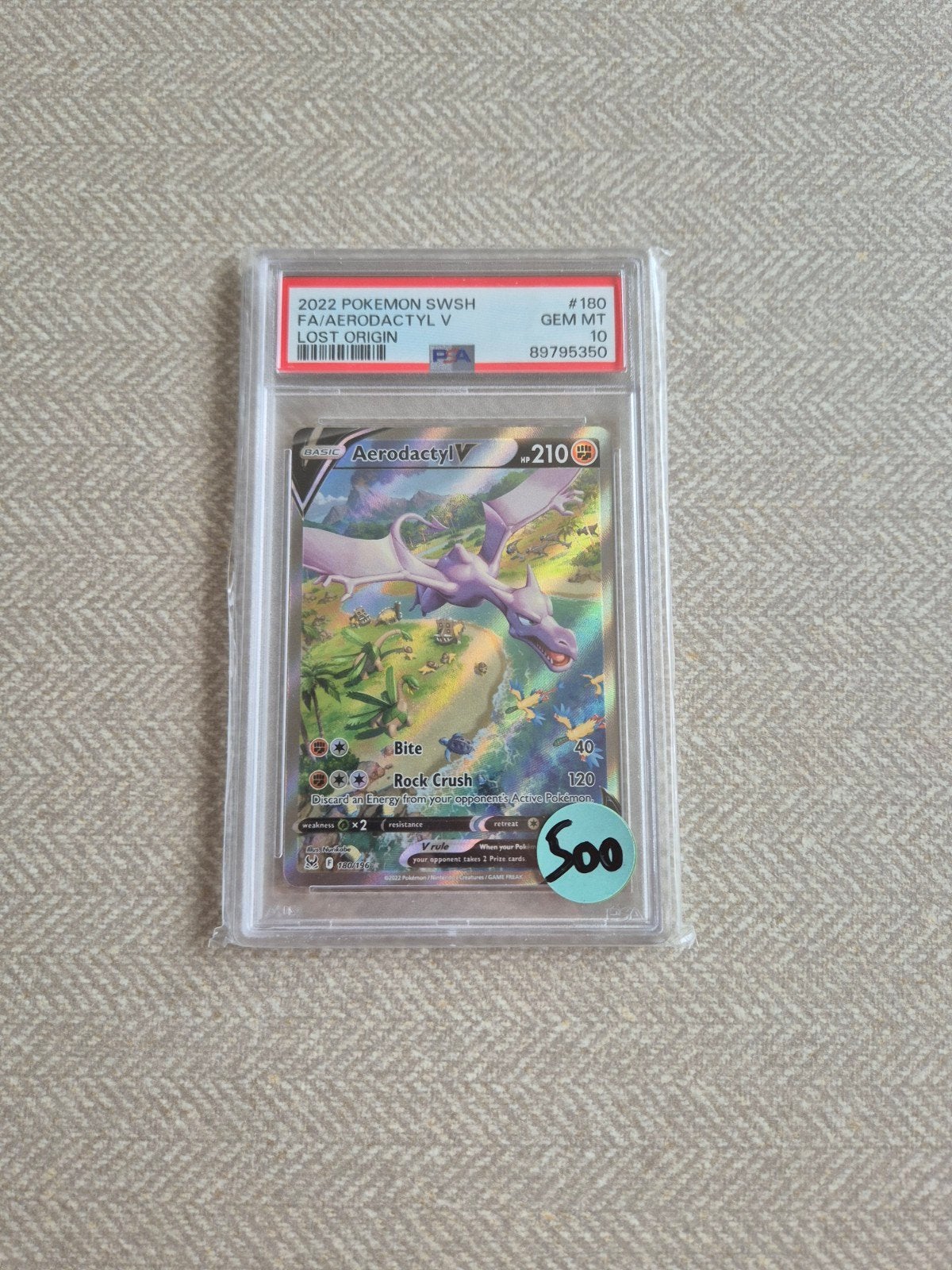 Pokémon Aerodactyl V 180 (SWSH) PSA 10 Gem Mint, Ophalen of Verzenden, Zo goed als nieuw, Losse kaart
