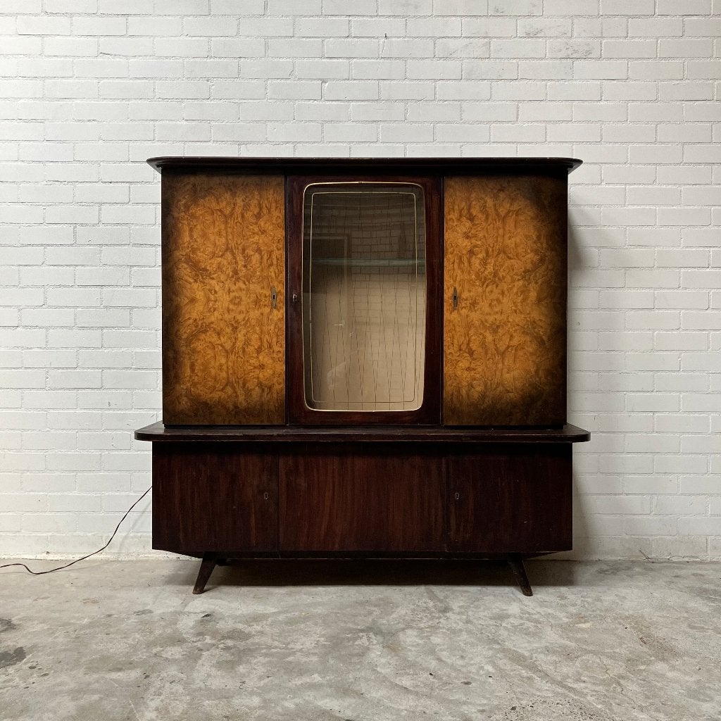 Retro vintage design kast dressoir vitrine bar drankkast, Ophalen, Gebruikt, 150 tot 200 cm, Minder dan 100 cm