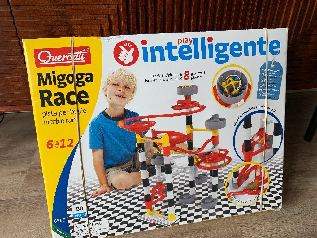Quercetti Migoga Race knikkerbaan - Nieuw in doos, Ophalen of Verzenden, Zo goed als nieuw, Bouwen