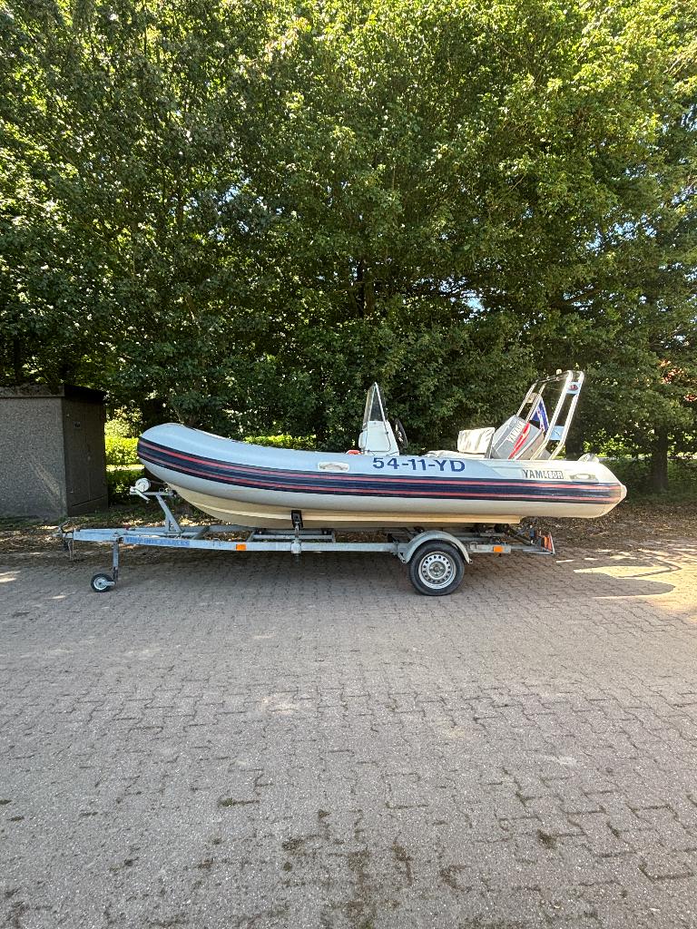 Prachtige YAM 480R RIB – 50 PK Yamaha (2-Takt), Watersport en Boten, Rubberboten, Peddels, Gebruikt, Yam, 50 pk