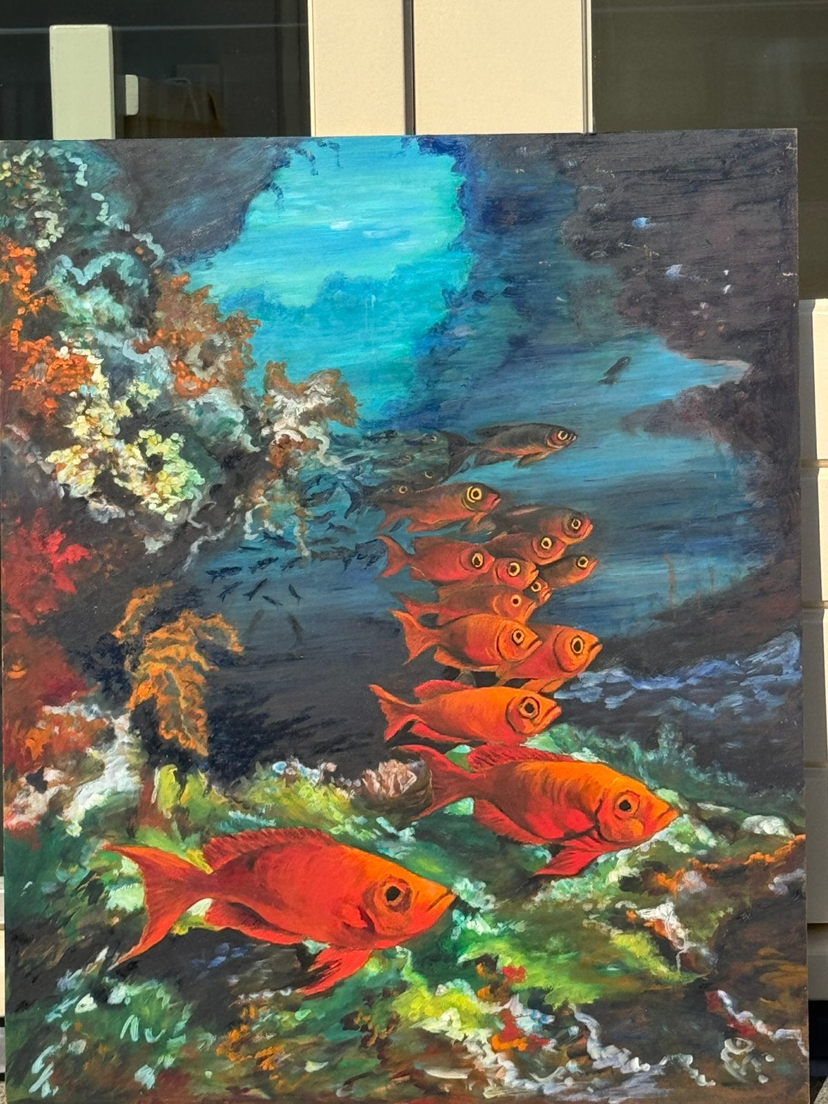 Schilderij vissen, Ophalen