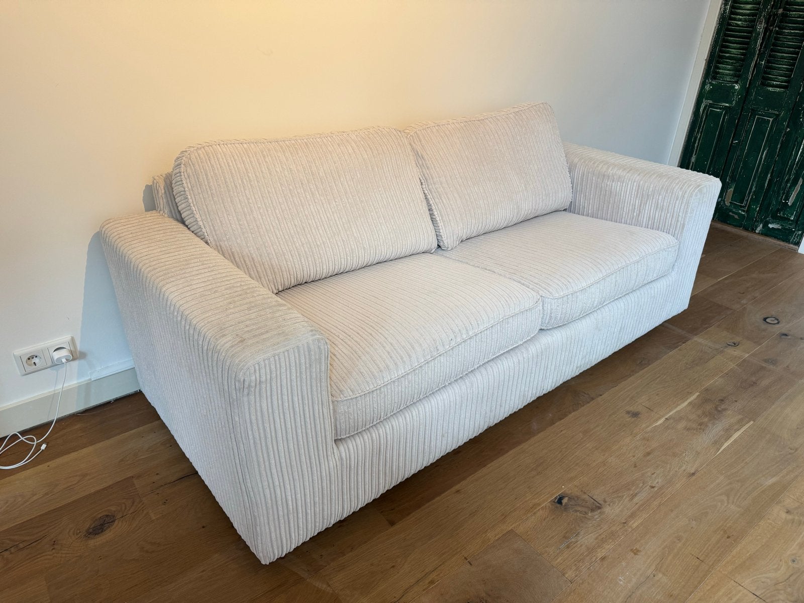 Beige bank 195x85x80 - hoezen gewassen, Huis en Inrichting, Banken | Bankstellen, Ophalen, Gebruikt, 150 tot 200 cm, Tweepersoons