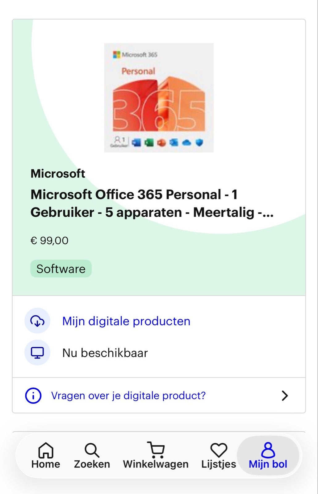 Microsoft Office 365 Personal - 1 gebruiker, 5 apparaten, Ophalen, Nieuw, Windows