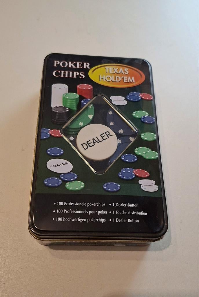 Texas Hold'em Poker Chips Set - 100 Fiches, Vijf spelers of meer, Ophalen of Verzenden, Gebruikt