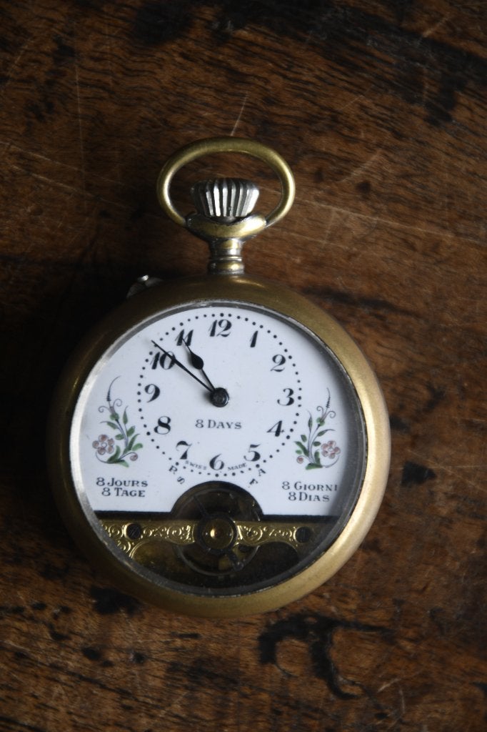 Antiek Swiss Made 8-daags Hebdomas zakhorloge ca. 1900, Overige merken, Zakhorloge, Staal, 1900 tot 1930