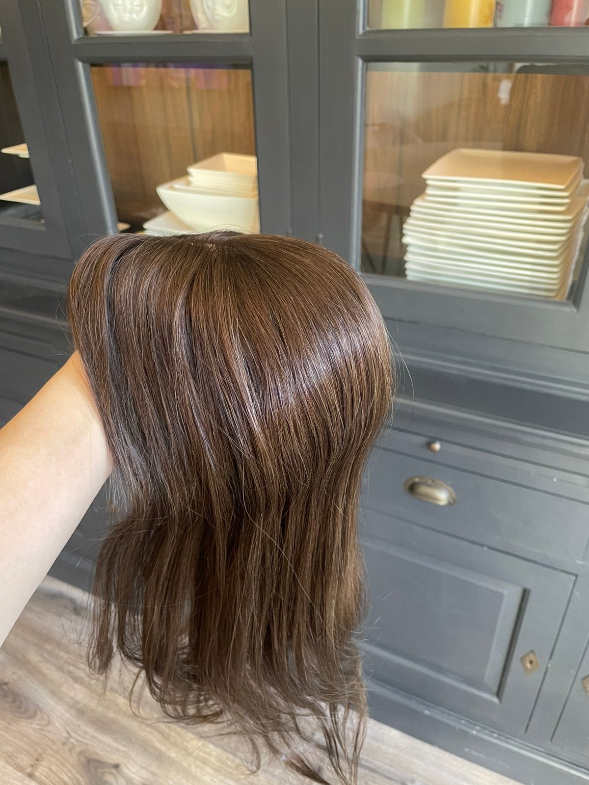 Topper bruin pruik 100% human hair, Sieraden, Tassen en Uiterlijk, Uiterlijk | Haarverzorging, Pruik of Haarverlenging, Nieuw