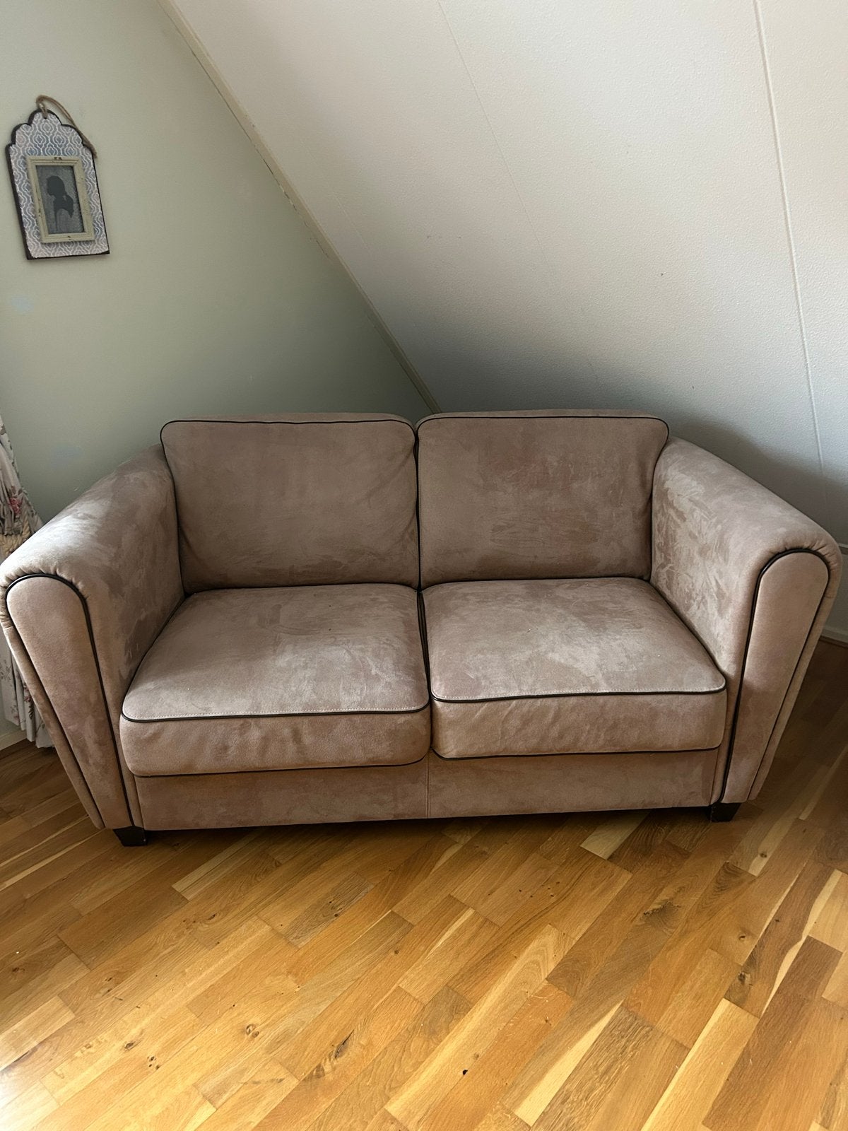 Suede leder bankje, Ophalen, Gebruikt, 150 tot 200 cm, Tweepersoons