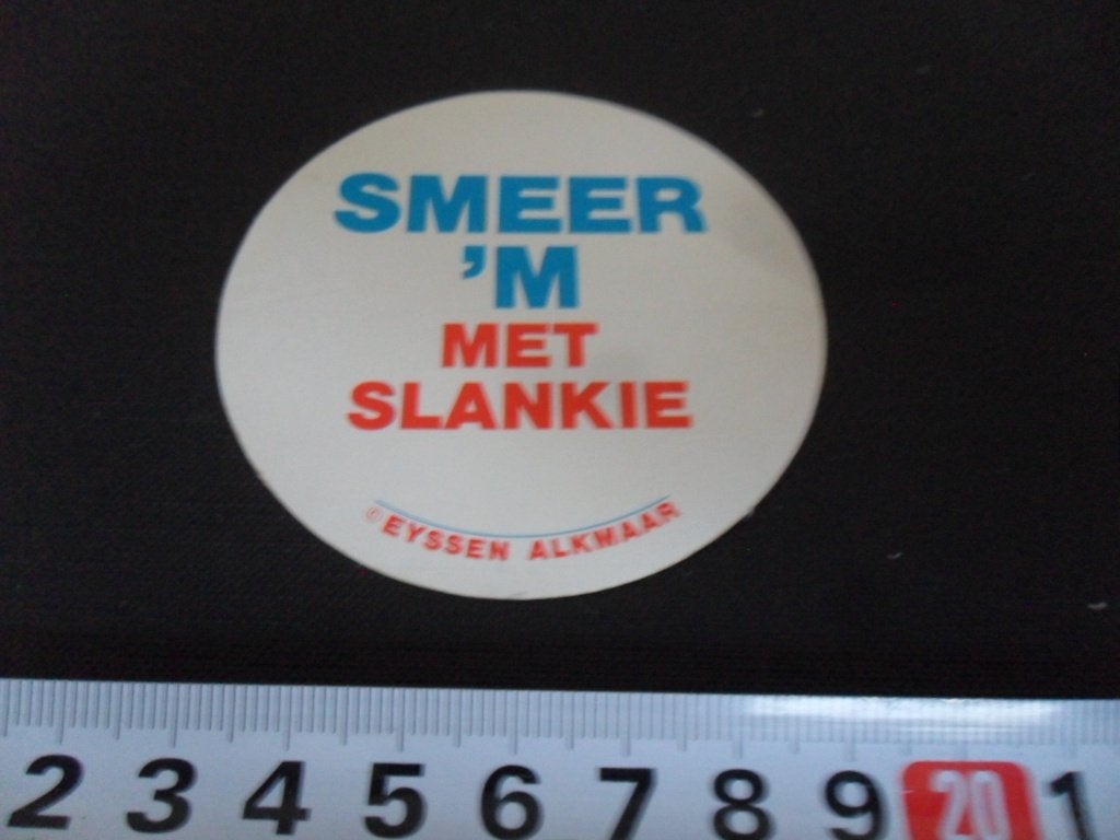 sticker Alkmaar EYSSEN SMEER 'M met Slankie smeerkaas *, Verzamelen, Ophalen of Verzenden, Zo goed als nieuw