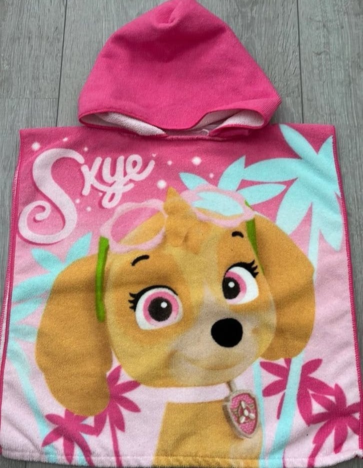 Badcape paw patrol sky skye badhanddoek kleuter, Jongen of Meisje, One size, Ophalen of Verzenden, Zo goed als nieuw