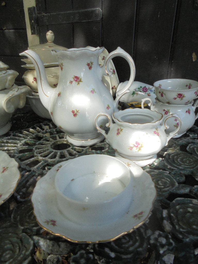 Koffiepot, Suikerpot, onderschaal botervloot Bavaria R roos, Ophalen of Verzenden