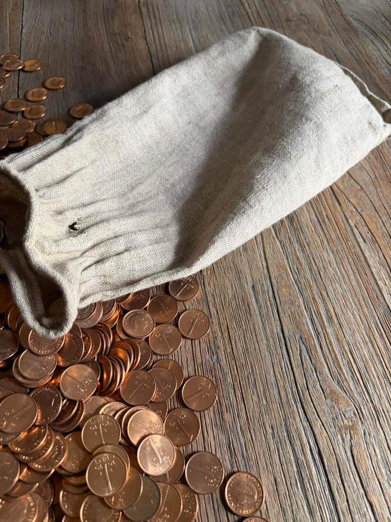 Originele geldzak met 1 cent munten, Ophalen, Koningin Juliana, 1 cent