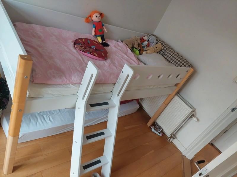 Flexa halfhoogslaper bed frame, Huis en Inrichting, Slaapkamer | Bedden, Gebruikt, Tweepersoons, 90 cm, 200 cm, Hout, Wit, Ophalen