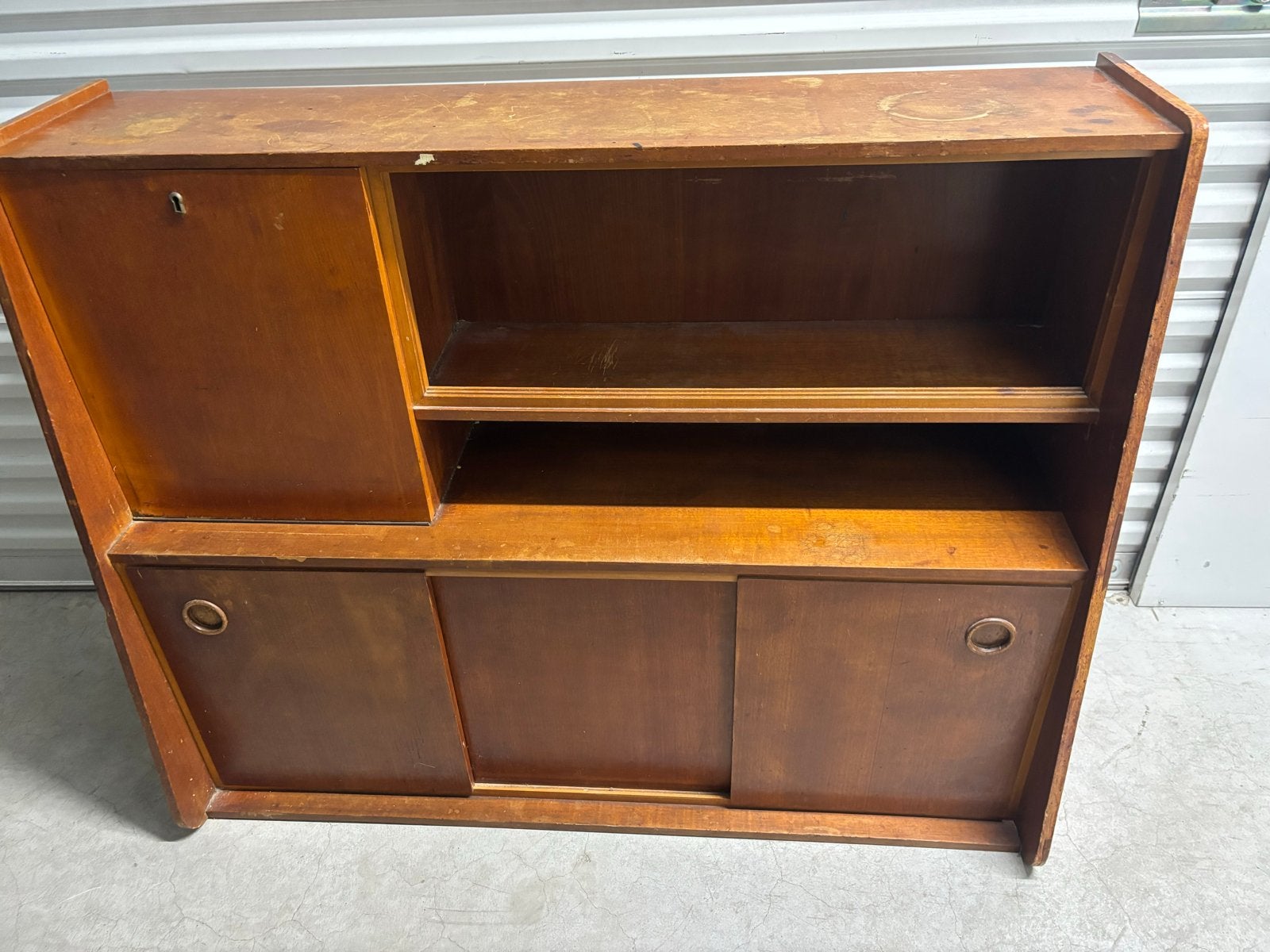 Moet snel weg! Mid-century houten dressoir/highboard, Antiek en Kunst, Ophalen of Verzenden