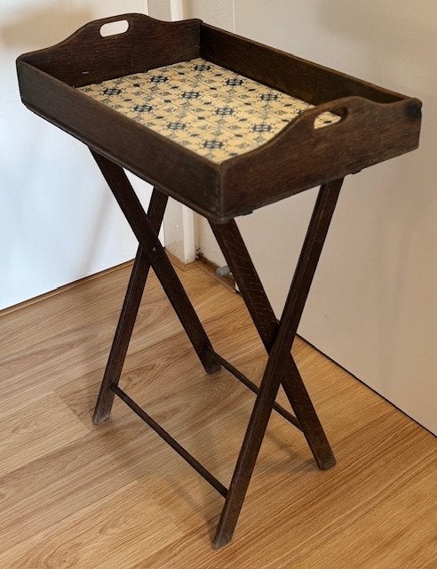 Antieke houten butlertray / Dienblad / Bijzettafel, Ophalen, Handgemaakt, Hout, Rechthoekig
