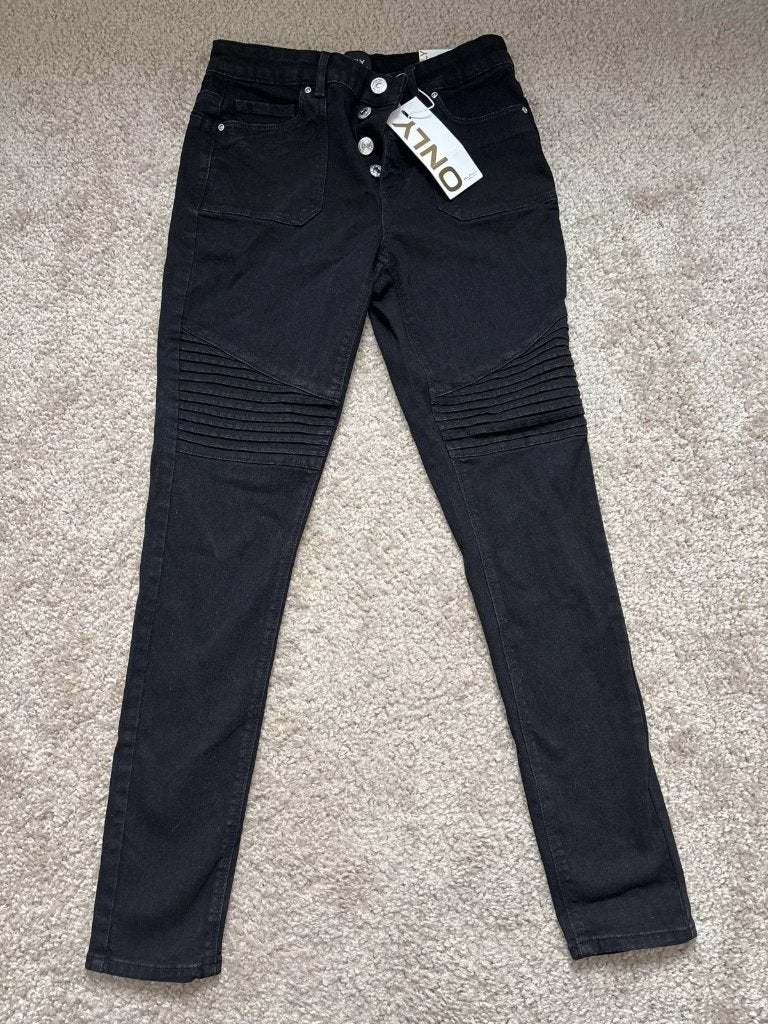 Only Onlhush SK Poc Biker jeans – washed black – M (L30), Maat 38/40 (M), Koivistokade 1 C 1013AC Amsterdam The Netherlands, Only