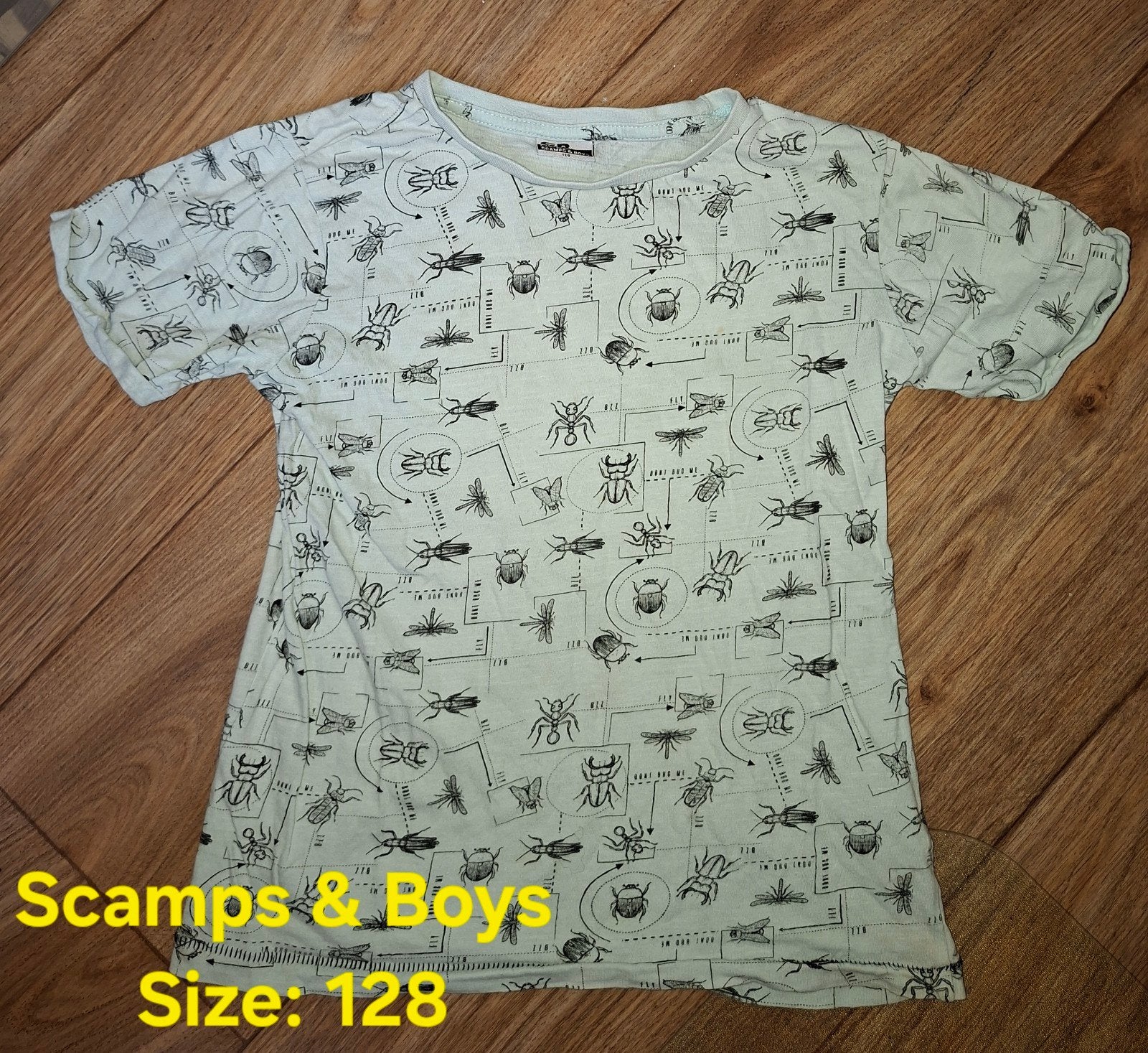 Scamps & Boys T-shirt met insectenprint, maat 128, Gebruikt, Shirt of Longsleeve, Jongen, Scamps & Boys