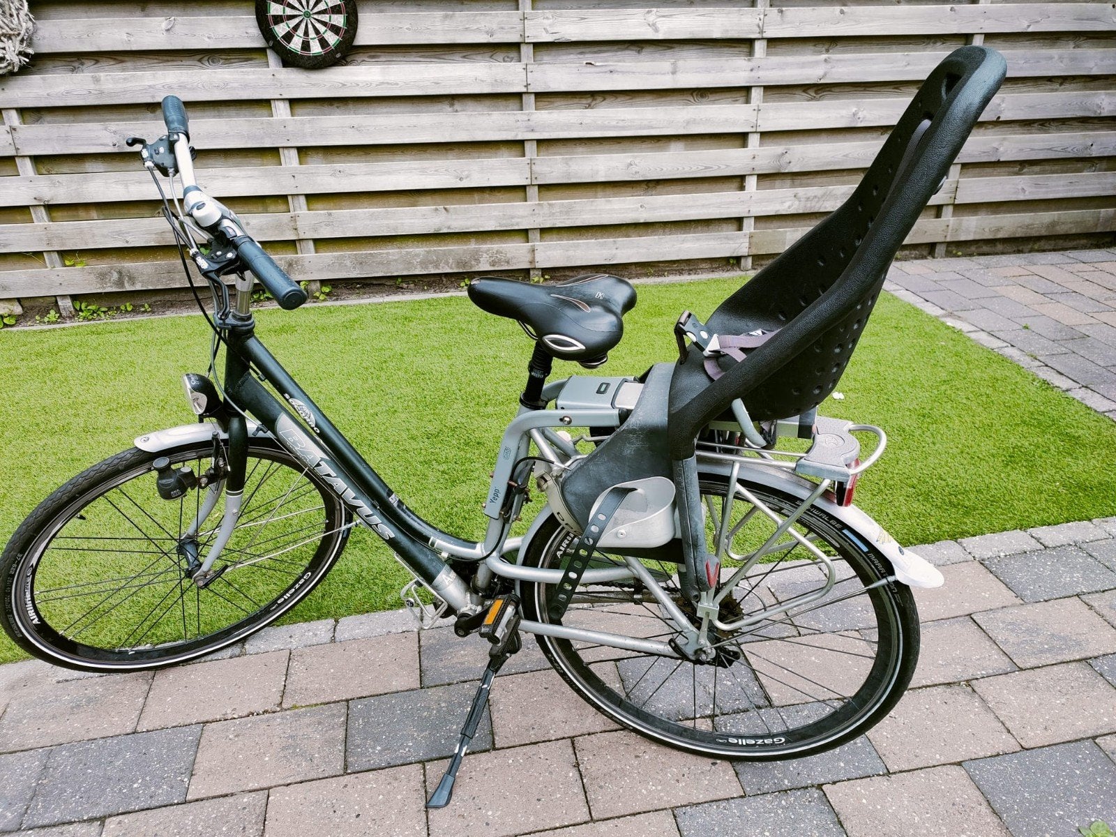 Batavus Socorro damesfiets met kinderstoel, Ophalen, Gebruikt, Staal, 24 inch of meer