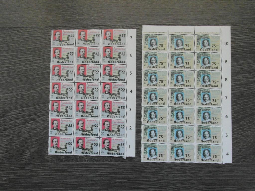 1370-1371 Ned.Literatuur blokken van 21 zegels 1987 Postfris, Ophalen of Verzenden, Na 1940, Postfris