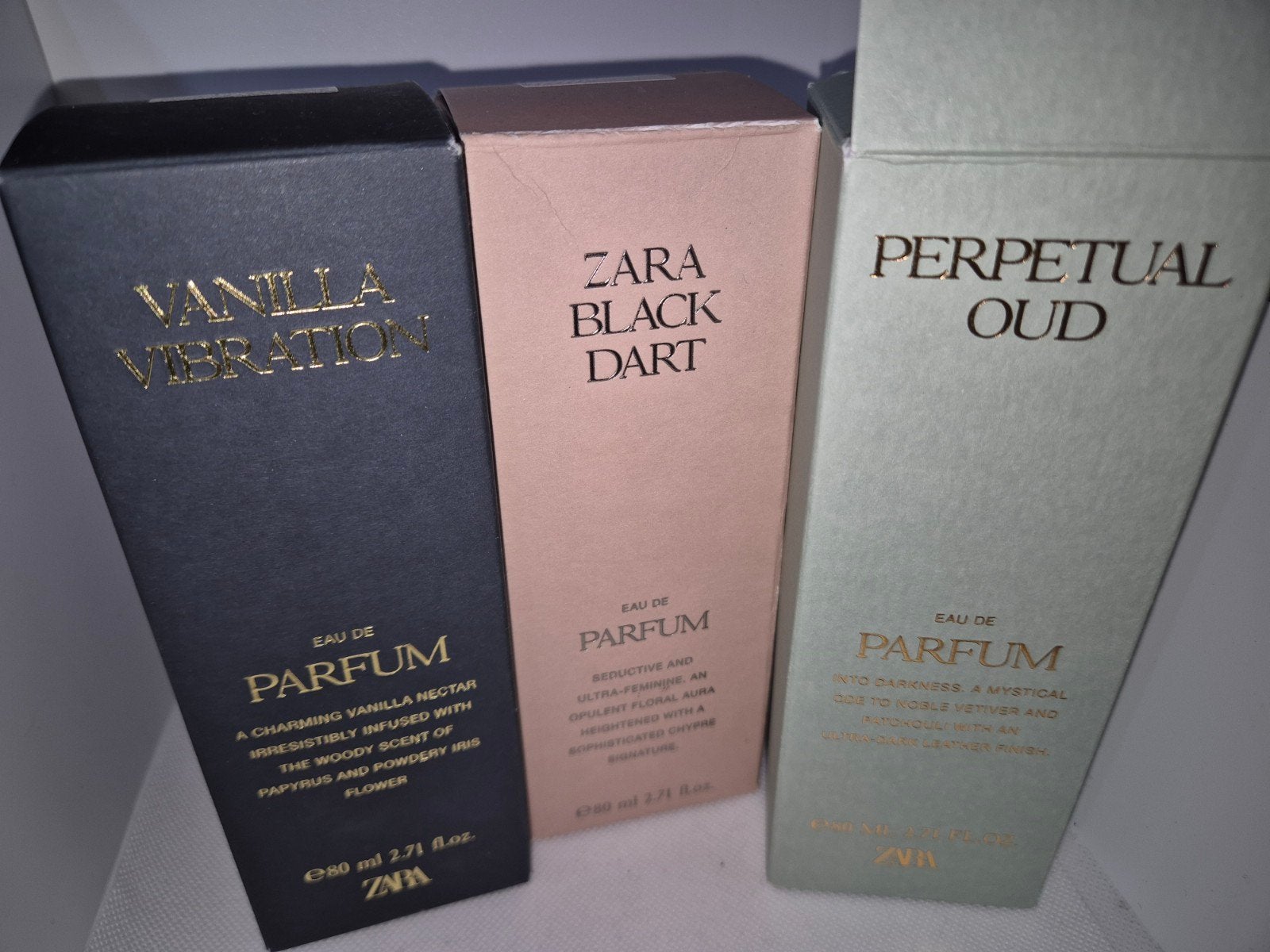 Zara Parfums: Vanilla Vibration, Black Dart, Perpetual Oud, Ophalen of Verzenden, Zo goed als nieuw