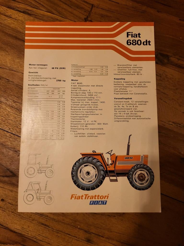 tractor folder Fiat 680 dt, Boeken, Ophalen of Verzenden, Zo goed als nieuw, Folder