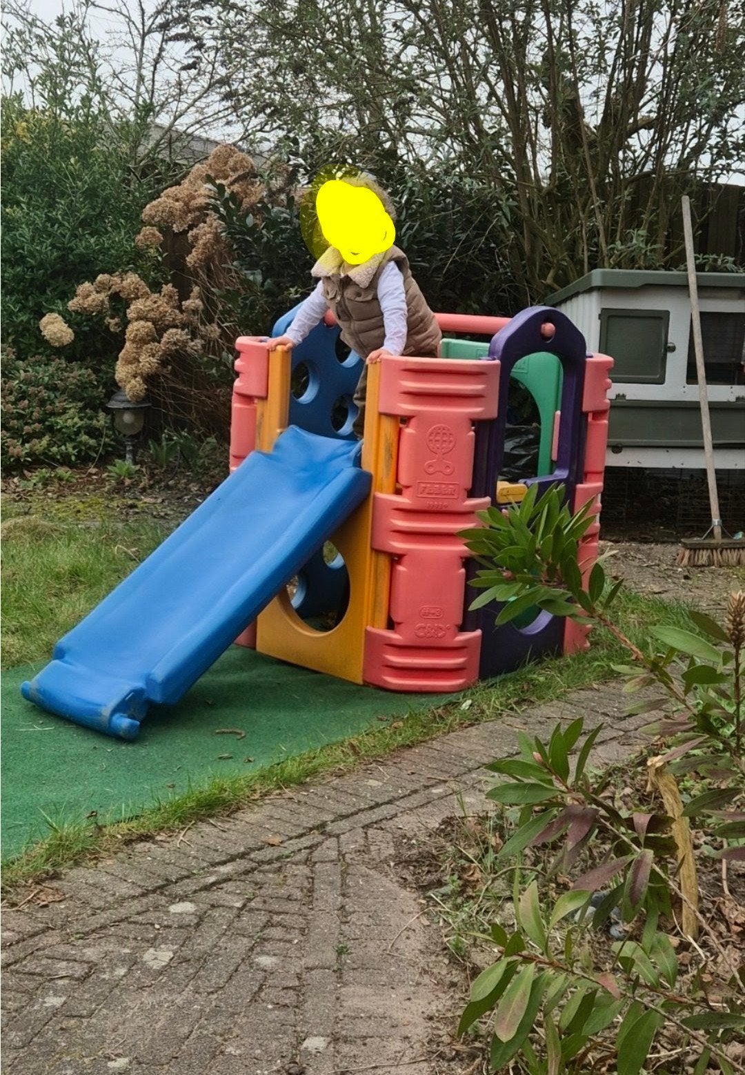 feber speelhuis / glijbaan, Ophalen, Gebruikt, Klimwand