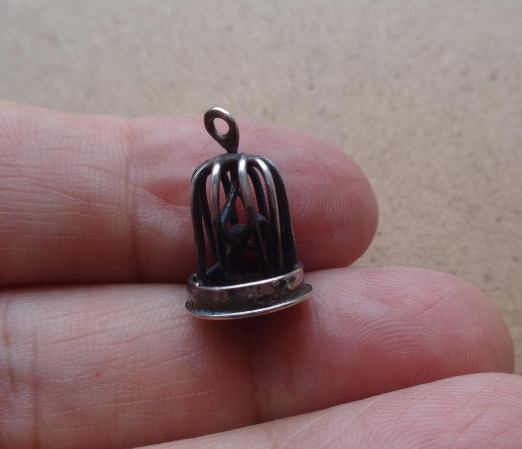 zilveren vintage bedel vogelkooi [1124], Overige merken, Verzenden, Zo goed als nieuw, 1 bedel