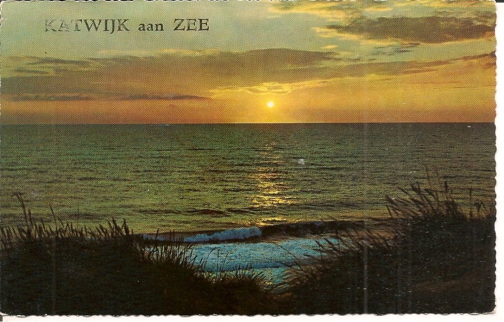 Oude Ansichtkaart Katwijk aan Zee Zonsondergang, Ophalen of Verzenden, 1960 tot 1980, Ongelopen, Zuid-Holland