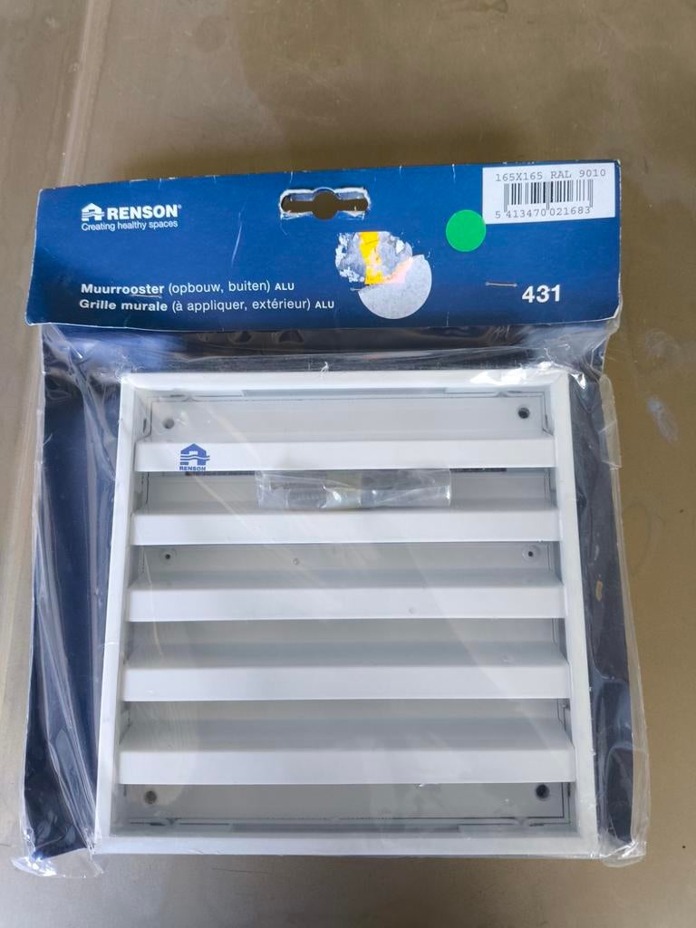 Renson Muurrooster Type 431 Aluminium - Nieuw in verpakking, Ophalen of Verzenden