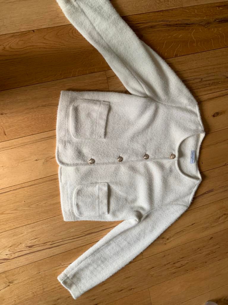 Dames vest / colbert met gouden knopen, Ophalen of Verzenden, Zo goed als nieuw, Maat 42/44 (L), Wit