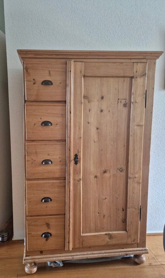 Oude grenen spekkast met lades en planken, Ophalen, Gebruikt, 100 tot 150 cm, Met lade(s)