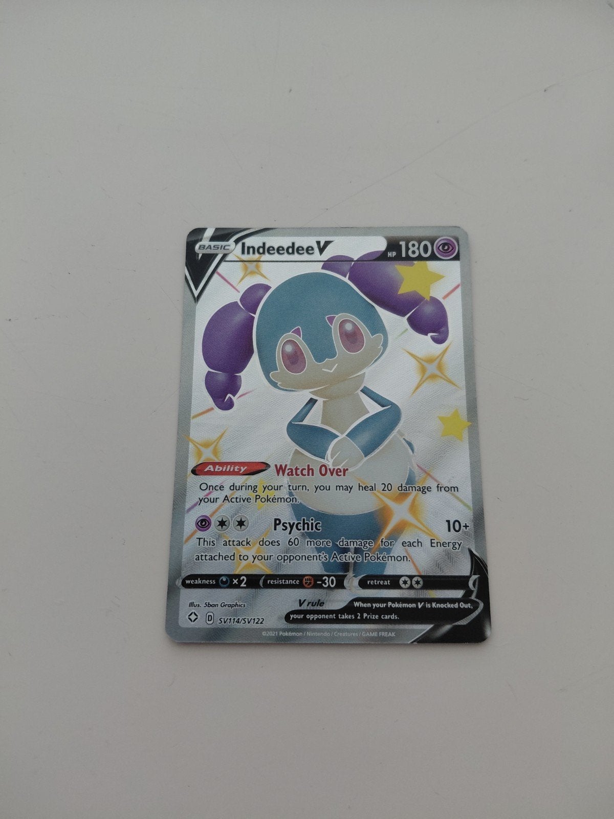 Indeedee V Pokémon Kaart - Zo goed als nieuw, Ophalen of Verzenden, Zo goed als nieuw, Losse kaart