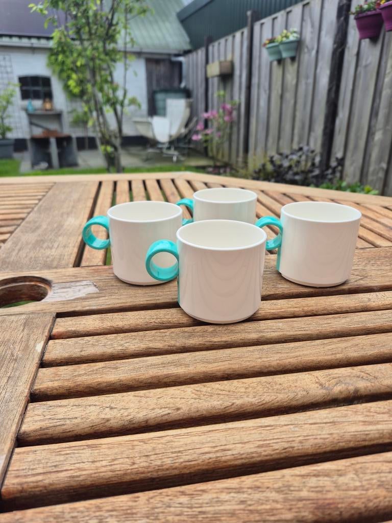 Retro Camping Servies - 4 Koffie Kopjes, Ophalen of Verzenden